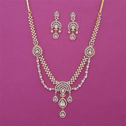 American Diamond Classic Necklace with Rhodium Plating 2 Tone Plating