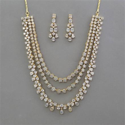 American Diamond Layered Necklace with 2 Tone Plating