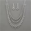 American Diamond Layered Necklace with Rhodium Plating