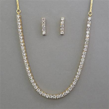 American Diamond Delicate Necklace with Rhodium Plating 2 Tone Plating