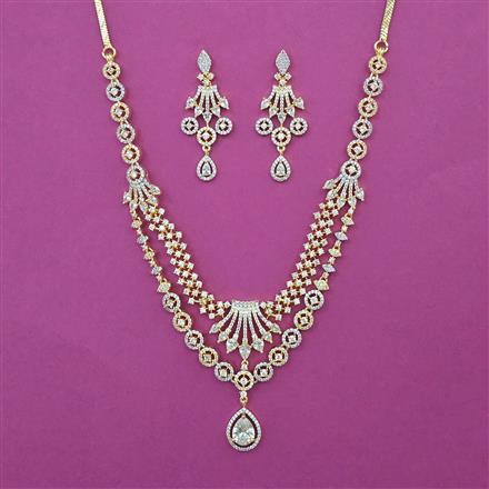 American Diamond Classic Necklace with Rhodium Plating 2 Tone Plating