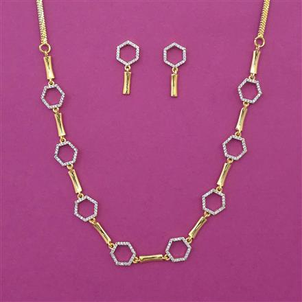 American Diamond Delicate Necklace with Rhodium Plating 2 Tone Plating