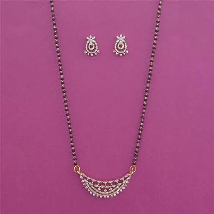 American Diamond Classic Mangalsutra with Rhodium Plating 2 Tone Plating