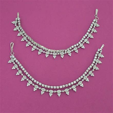 American Diamond Classic Ear Chain with Rhodium Plating 2 Tone Plating