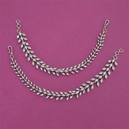 American Diamond Classic Ear Chain with Rhodium Plating 2 Tone Plating