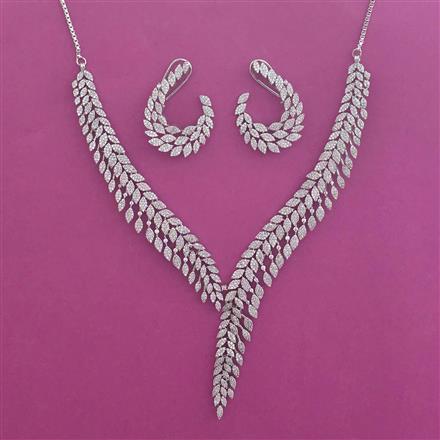 American Diamond Classic Necklace with Rhodium Plating 2 Tone Plating Mehndi Plating