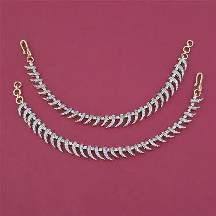 American Diamond Classic Ear Chain with Rhodium Plating 2 Tone Plating