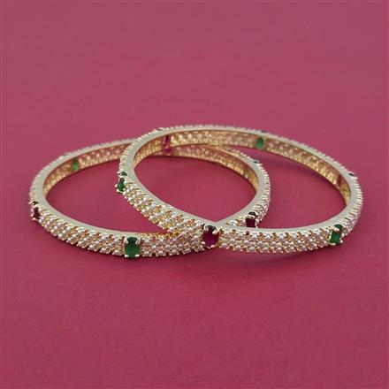 American Diamond Pearl Bangles with Gold Plating