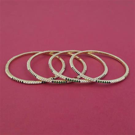 American Diamond Pearl Bangles with Gold Plating