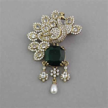 American Diamond Birds Brooch with Mehndi Plating