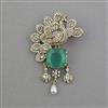 American Diamond Birds Brooch with Mehndi Plating