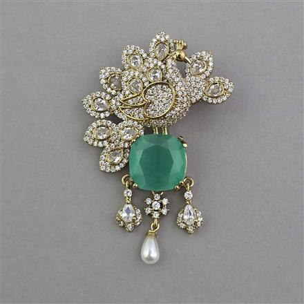American Diamond Birds Brooch with Mehndi Plating