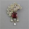American Diamond Birds Brooch with Mehndi Plating