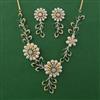 American Diamond Pearl Necklace with 2 Tone Plating