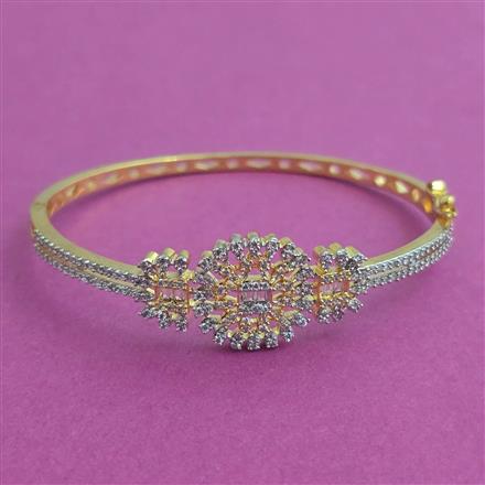 American Diamond Openable kada with Rhodium Plating 2 Tone Plating Mehndi Plating