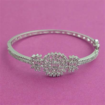 American Diamond Openable kada with Rhodium Plating 2 Tone Plating Mehndi Plating