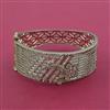 American Diamond Broad Kada with Rhodium Plating Mehndi Plating