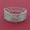 American Diamond Broad Kada with Rhodium Plating Mehndi Plating