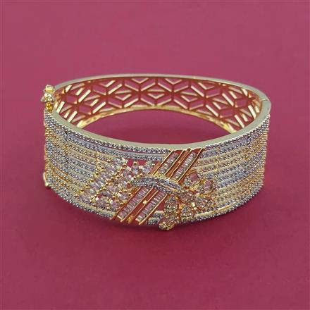 American Diamond Broad Kada with 2 Tone Plating