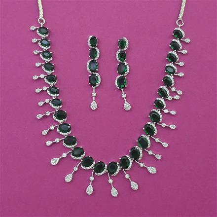 American Diamond Classic Necklace with Rhodium Plating