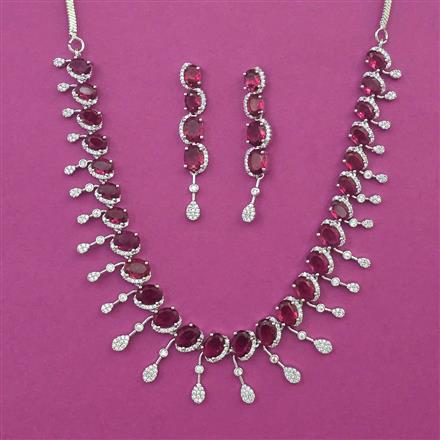 American Diamond Classic Necklace with Rhodium Plating