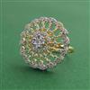 American Diamond Adjustable Ring with Rhodium Plating 2 Tone Plating Mehndi Plating