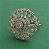 American Diamond Adjustable Ring with Rhodium Plating 2 Tone Plating Mehndi Plating