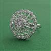 American Diamond Adjustable Ring with Rhodium Plating 2 Tone Plating Mehndi Plating