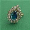 American Diamond Adjustable Ring with Mehndi Plating