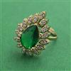 American Diamond Adjustable Ring with Mehndi Plating
