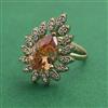 American Diamond Adjustable Ring with Mehndi Plating