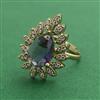 American Diamond Adjustable Ring with Mehndi Plating