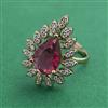 American Diamond Adjustable Ring with Mehndi Plating