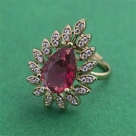 American Diamond Adjustable Ring with Mehndi Plating
