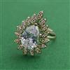 American Diamond Adjustable Ring with Mehndi Plating