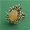 American Diamond Adjustable Ring with Mehndi Plating