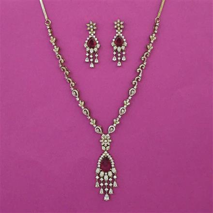 American Diamond Classic Necklace with Mehndi Plating