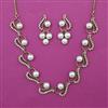 American Diamond Pearl Necklace with Rhodium Plating Mehndi Plating
