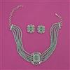 American Diamond Choker Necklace with Rhodium Plating