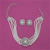 American Diamond Choker Necklace with Rhodium Plating