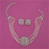 American Diamond Choker Necklace with Rhodium Plating