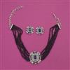 American Diamond Choker Necklace with Rhodium Plating