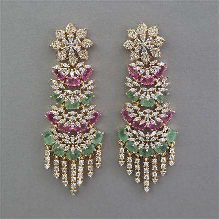 American Diamond Long Earring with Carat Plating