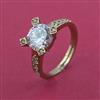American Diamond Adjustable Ring with Rhodium Plating 2 Tone Plating Mehndi Plating