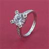 American Diamond Adjustable Ring with Rhodium Plating 2 Tone Plating Mehndi Plating