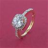 American Diamond Solitaire Ring with Rhodium Plating 2 Tone Plating Mehndi Plating