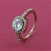American Diamond Solitaire Ring with Rhodium Plating 2 Tone Plating Mehndi Plating
