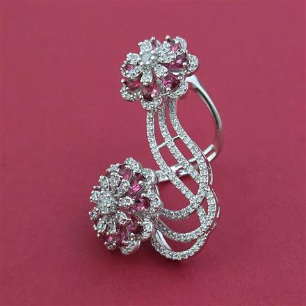 American Diamond Adjustable Ring with Rhodium Plating