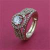 American Diamond Adjustable Ring with Rhodium Plating 2 Tone Plating Mehndi Plating