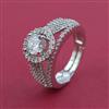 American Diamond Adjustable Ring with Rhodium Plating 2 Tone Plating Mehndi Plating